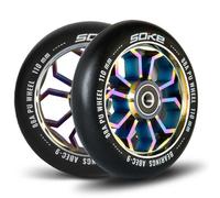 Roues de trottinette 110 mm - JANSHOP - Lot de 2 pièces - Arc-en-ciel - Diamètre 110 mm - Roulements ABEC 9 - Dureté 88A