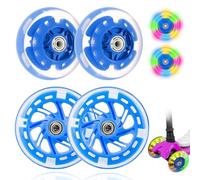 Roues de Trottinette Lumineuses, 2 Paires Roues de Rechange pour LED, 80mm, 120mm Roue Trottinette mit Roulements ABEC 7, LED Clignotant Scooter Roue (Bleu)