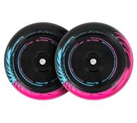 Roues de trottinette stunt Slamm Swirl Hollow Core 110 mm, roses, bleues, lot de 2
