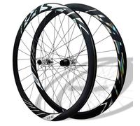 Roues De Vélo De Route 700C Blocage Rapide Roues Avant-arrière De Vélo Jantes Double Couche Frein À Disque 24H Moyeux À Traction Droite pour 8-12 Vitesses(700C-Titanium)