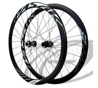 Roues De Vélo De Route 700C Blocage Rapide Roues Avant-arrière De Vélo Jantes Double Couche Frein À Disque 24H Moyeux À Traction Droite pour 8-12 Vitesses(700C-Black)