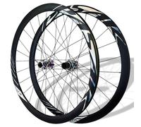 Roues De Vélo De Route 700C Blocage Rapide Roues Avant-arrière De Vélo Jantes Double Couche Frein À Disque 24H Moyeux À Traction Droite pour 8-12 Vitesses(700-CColorful)