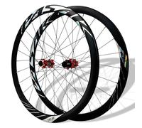 Roues De Vélo De Route 700C Blocage Rapide Roues Avant-arrière De Vélo Jantes Double Couche Frein À Disque 24H Moyeux À Traction Droite pour 8-12 Vitesses(700C-Red)