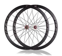 Roues De Vélo De Route 700C Freins V Roue Avant/arrière À Dégagement Rapide Jantes en Alliage D'aluminium 40 Mm Profondeur 16/21 Trous Moyeu en Fibre Carbone 8/9/10/11 Vitesses(Red hub)