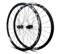 Roues De Vélo De Route Axe Traversant 700C Paire De Roues Freins À Disque Moyeux 24H Alliage D'aluminium Jantes for 8 9 10 11 12 Vitesses Cassette(Black,MS_Thru AXLE 12 * 100MM)