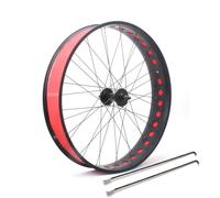 Roues de vélo Fat Bike 20 Pouces, Roue Avant de vélo de Neige 24/26 x 4 Pouces, moyeu à dégagement Rapide en Alliage d'aluminium, Frein à Disque 6 boulons, Roue Avant 36 x 14 Rayons (Noirs, 26 Pouces