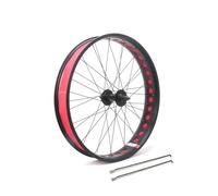 Roues de vélo Fat Bike 20 Pouces, Roue Avant de vélo de Neige 24/26 x 4 Pouces, moyeu à dégagement Rapide en Alliage d'aluminium, Frein à Disque 6 boulons, Roue Avant 36 x 14 Rayons (Noirs, 24 Pouces