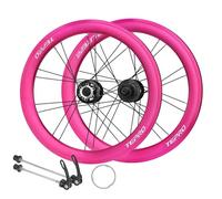 Roues De Vélo Pliant 20'' 406/451 Freins À Disque BMX Avant Et Arrière Jantes en Alliage D'aluminium 100/135 Mm À Dégagement Rapide Hauteur 40 Mm Cassette 7/8/9/10/11 Vitesses(Rose Red,406)