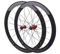 Roues De Vélo Route en Carbone 700C Jantes Double Couche 30/40/50 Mm Alliage D'aluminium Freins À Disque/Freins sur Jante À Dégagement Rapide 7 À 12 Vitesses(Red_30mm)