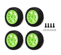Roues de voiture RC à 10 rayons, pneus en caoutchouc et plastique de remplacement pour modèles RC 1/16, mise à niveau verte, 4 pièces