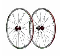 Roues De VTT 26 Pouces, Moyeu À Dégagement Rapide 100/135mm, Frein À Disque 6 Boulons, Jantes Double Paroi en Alliage D'aluminium 24/28 Trous, Cassette 7/8/9 Vitesses(White Green)