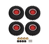 roues en maille pour véhicule RC, pneus de jante en alliage d'aluminium de 55mm pour voiture télécommandée SCX24 1/24 (Rouge)