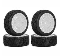 Roues en Nylon de 68mm avec pneus en Caoutchouc, 4 pièces, for Voiture RC de Rallye sur Route 1/10, Compatible avec Tamiya TT02 TT01 XV02 HSP 94123 Kyosho(4pcs White W204)