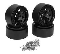 Roues et pneus pour Voiture de Drift RC, Jante de Roue RC Multicolore en Alliage d'aluminium 1,9 Pouces for Axial SCX10 II III(Black)