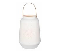 Roues Maison Grande Lanterne en Porcelaine avec poignée en Laiton de Couleur Blanche avec Une Hauteur de 30cm, 13185