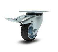 Roues pivotantes avec frein 125/100/80 mm roulettes silencieuses en caoutchouc, pour chariot à chargement lourd, appareils électroménagers, bancs de travail (80 mm, 1)