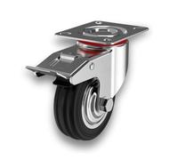 Roues pivotantes avec frein, roulettes silencieuses en caoutchouc, pour chariot à chargement lourd, appareils électroménagers, bancs de travail (160 mm, 4)