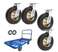 Roues pivotantes Robustes de 25 cm (10 Pouces) avec roulements à Billes Doubles pour Chariots et brouettes. Bande de roulement en Caoutchouc Durable pour Une mobilité Fluide.