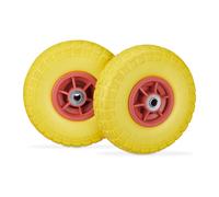 Relaxdays Roues de diable PU jaune-rouge lot de 4