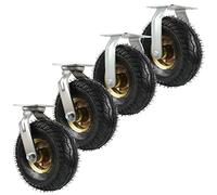 Roues Silencieuses En Caoutchouc Lot De 4 Roulettes Industrielles Lourdes, Roulette Pour Chariot 2 Roulettes Pivotantes Et 2 Fixes, Gonflable, Roues De Remplacement Avec Vis De Montage ( Size : 150mm/
