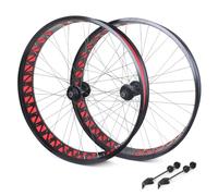 Roues Vélo Neige 26X4,0/4,9 Pouces Roues Avant et arrière en Alliage d'aluminium à 36 Trous Freins à Disque QR 135/190mm Rayons 14G pour Cassette 7/8/9/10/11/12 Vitesses(Black,Front+Rear)