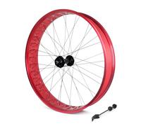 Roues Vélo Neige 26X4,0/4,9 Pouces Roues Avant et arrière en Alliage d'aluminium à 36 Trous Freins à Disque QR 135/190mm Rayons 14G pour Cassette 7/8/9/10/11/12 Vitesses(Red,Front)