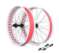 Roues Vélo Neige 26X4,0/4,9 Pouces Roues Avant et arrière en Alliage d'aluminium à 36 Trous Freins à Disque QR 135/190mm Rayons 14G pour Cassette 7/8/9/10/11/12 Vitesses(White,Front+Rear)