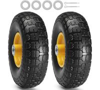 Roues VEVOR entièrement enPolyuréthaneavec pneus RunFlat, 10 pouces, pack de 2, charge dynamique de 400 lbs, charge statique de 450 lbs, pneus et roues sans chambre à air pour diables, chariots utilit