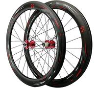 Roues VTT 700C pour Vélo de Route Roues en Fibre de Carbone 24 Trous Entraxe 55 mm Compatibles 7/8/9/10/11 Vitesses Freins à Disque en Carbone