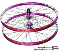 Roues VTT À Blocage Rapide, Jantes Double Couche en Alliage D'aluminium 26/27,5/29 Pouces, Freins Disque, Moyeux 32 Trous for Cassette 7-11 Vitesses, Argent(Purple,27.5inch)