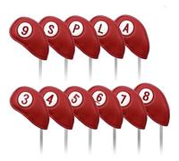 Rouge - 10 Pièces Couverture De Club De Golf Protecteur De Capuchon En Fer Aimants De Fermeture Magnétique 2 Côtés Pour Golfeurs Gauchers Droitiers Housse De Golf Cuir Synthétique Homme Femme