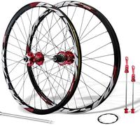 Rouge,29inch,Jeu De Roues De Vélo De Montagne À Disque 24/26/27,5/29 Pouces avec Moyeux 32H Et Blocage Rapide pour Cassette 7 8 9 10 11 12 Vitesses, Jantes Avant Et Arrière