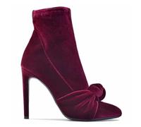 Rouge,37 EU,Bottines à Bout Pointu et Talons Aiguilles pour Femme, en Daim, avec nœud Papillon, Confortables, idéales pour Les soirées