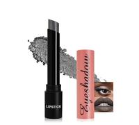 Rouge a Levre Fard a Paupiere Pailleté Métallique, Multi-Usage Waterproof Shimmer Lip Tint Gloss & Fards à Paupières Longue Tenue, Très Pigmenté Finition Diamant, Maquillage Cadeau pour Femme-04 Noir
