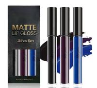 Rouge a Levre Noir Set, Rouge a Levre Noir Halloween, Mat Longue Tenue, Couleur Intense Lip Tint, Black Lipstick/Bleu/Violet pour Halloween, Noël, Danse Dramatique, Cosplay