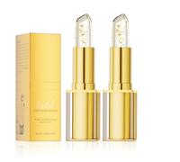 Rouge a levre ph de la peau,transferproof color changing lipstick pour femmes,avec Feuilles d'Or,effet de changement de couleur,permanent,rouge à lèvres transparent qui change de couleurs (2PC)