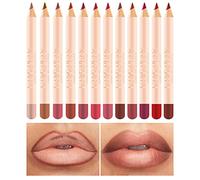 Rouge à lèvres 12 couleurs Crayon imperméable Lip Liner Set contours cosmétiques Stylo avec couvercle longue Bo?te de Rouge à lèvres mat (12PCA)