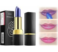 Rouge à lèvres à changement de température bleu-rose décoloration magique, rouge à lèvres hydratant longue durée avec flash, bleu changé en rose brillant baume à lèvres imperméable maquillage (1pc)