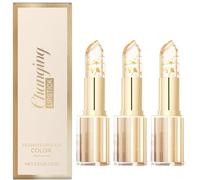 Rouge à lèvres à couleur changeante avec feuille d'or, formule hydratante au pH neutre,sans bavure,brillance longue tenue,pour femmes, rouge lèvres magique pour toutes les carnations (3pcs)