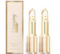 Rouge à lèvres à couleur changeante avec feuille d'or, formule hydratante au pH neutre,sans bavure,brillance longue tenue,pour femmes, rouge lèvres magique pour toutes les carnations (2pcs)