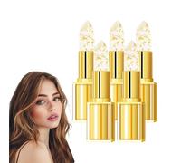 Rouge à lèvres à couleur changeante avec feuille d'or - Rouge à lèvres cristal doré à couleur changeante - Baume à lèvres hydratant transparent à rose, résistant aux baisers et à l'eau (5 pièces)