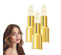 Rouge à lèvres à couleur changeante avec feuille d'or - Rouge à lèvres cristal doré à couleur changeante - Baume à lèvres hydratant transparent à rose, résistant aux baisers et à l'eau (3 pièces)