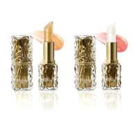 Rouge à lèvres à couleur changeante,rouge à lèvres transparent à effet cristal doré longue tenue 24 heures,brillance hydratante et nourrissante pour femmes,Rouge à lèvre à pH adaptatif (2PC)