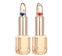 Rouge à lèvres à couleurs changeantes, 2 pièces, fleur transparente, baume lèvres teinté nutritif et hydratant pour femmes et filles, 01 + 02