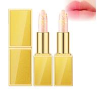 Rouge à lèvres Bymolia changeant de couleur,Rouge à lèvres changeant de couleur sans transfert,Rouge à lèvres changeant de couleur cristal doré,Rouge à lèvres transparent changeant (2 pièces)