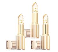 Rouge à lèvres changeant de couleur,Color Changing Lipstick, transparent, sans transfert, cristal doré, brillant à lèvres longue tenue 24 heures,hydratant et brillant (3pc)