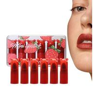 Rouge à lèvres de maquillage - Ensemble de 6 mini brillants mats, tenue de couleur longue durée, application de texture lisse, design compact léger, finition non collante, riche variété de nuances | F