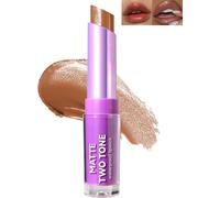 Rouge À Lèvres Deux Tons,Baume À Lèvres Mat Pailleté,Brillant À Lèvres Coloré Riche,Texture Légère Et Crémeuse,Longue Durée Imperméable À Lèvres,Estompable Pour Effet Maquillage Des Lèvres