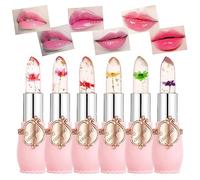 Rouge à Lèvres en Gelée de Fleurs de Cristal, Layhou Baume à Lèvre Hydratant Longue Tenue 6PCS, Rouge à Lèvres de Transparent Changer Couleur, Cadeau pour Femme Filles