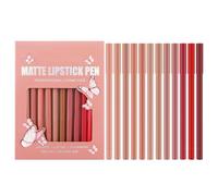 Rouge À Lèvres | Ensemble De Crayon À Lèvrres | Ensemble De Crayons À Lèvres 12 Pièces Rouges Mats Antiadhésifs | Ensembles De Crayons À Lèvrees Imperméables Et | Pour Femme, Fille,